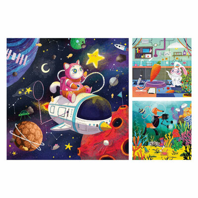 Legpuzzel Dieren Ontdekkers - 3x49st.