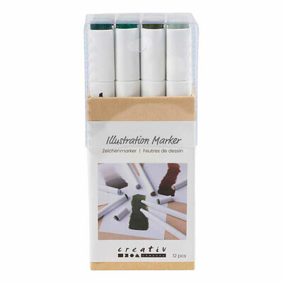 Tekenstift Lijndikte 1+8mm Natuurlijke Kleuren - 12st.