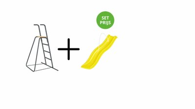 Complete glijbaanset 1,75 m met losse trap en wateraansluiting Geel