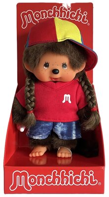 Monchhichi knuffel meisje 20 cm met duimzuigfunctie college outfit