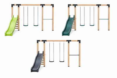 Houten schommel Douglas| Dommel 400 cm - Antraciet duikelstang + antraciet glijbaan