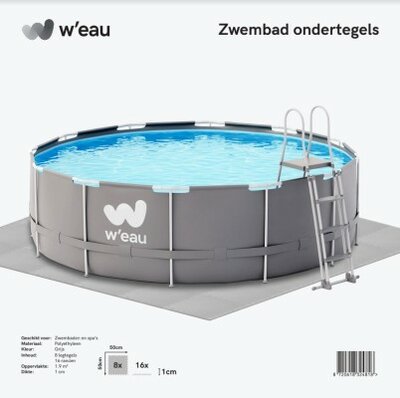 W'eau Zwembad Ondertegels Grijs 50x50x1cm - Set van 8 stuks