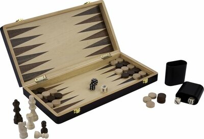Schaakspel hout opklapbaar 38,5 x 38,5 x 5,8 cm - Essenhout