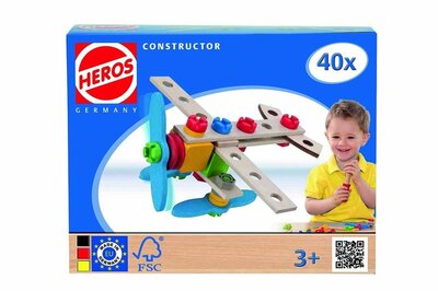 Heros Houten Constructor Vliegtuig (40-Delig)